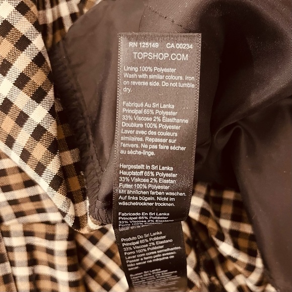 TOPSHOP High Waisted Brown Black Plaid Ankle Trouser Pants | Wide Tapered Leg - Picture 12 of 12